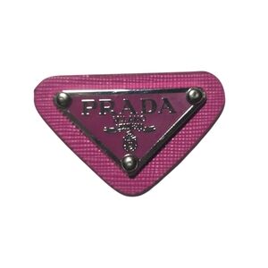 Prada Triangle Patch Designer Metal Charm Vintage Logo Replacement PINK